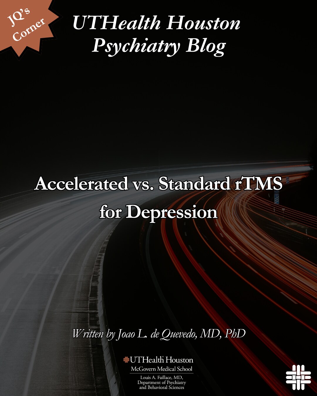 JQ's corner blog post on standard vs accelerated rTMS for depression
